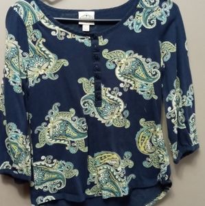 St John's Bay PS size Blue and Paisley Design Blouse
